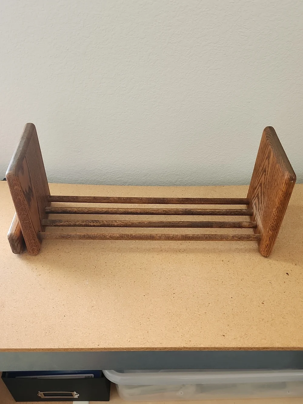 Vtg Wood Expandable Sliding Tabletop Bookshelf Book Rack Decor Shelf Cookbook